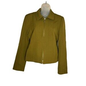 Vintage Elliott Lauren Womens Jacket Olive Green Size 2 Zipper Front Smart Style